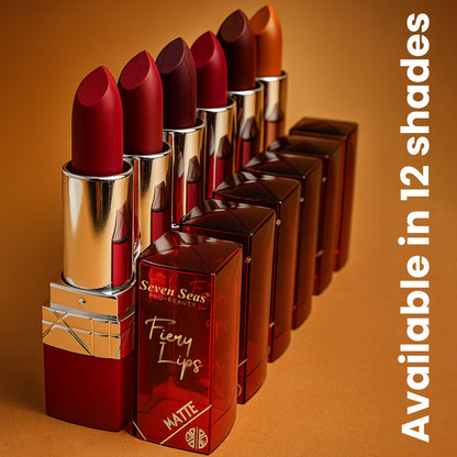 Seven Seas Fiery Lips Matte Lipstick | Long Lasting Matte Lipstick | Intense Matte Finish | Creamy Texture | Highly Pigmented Lipstick - Seven Seas Cosmetics