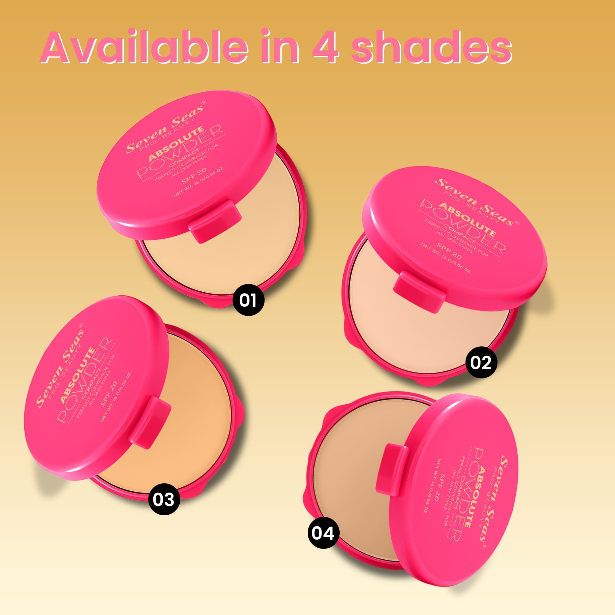 Seven Seas Absolute Compact Powder | Blends Effortlessly | Perfect Coverage | Comfortable Wear | Weightless Texture | Suitable for All Skin Types - Seven Seas Cosmetics