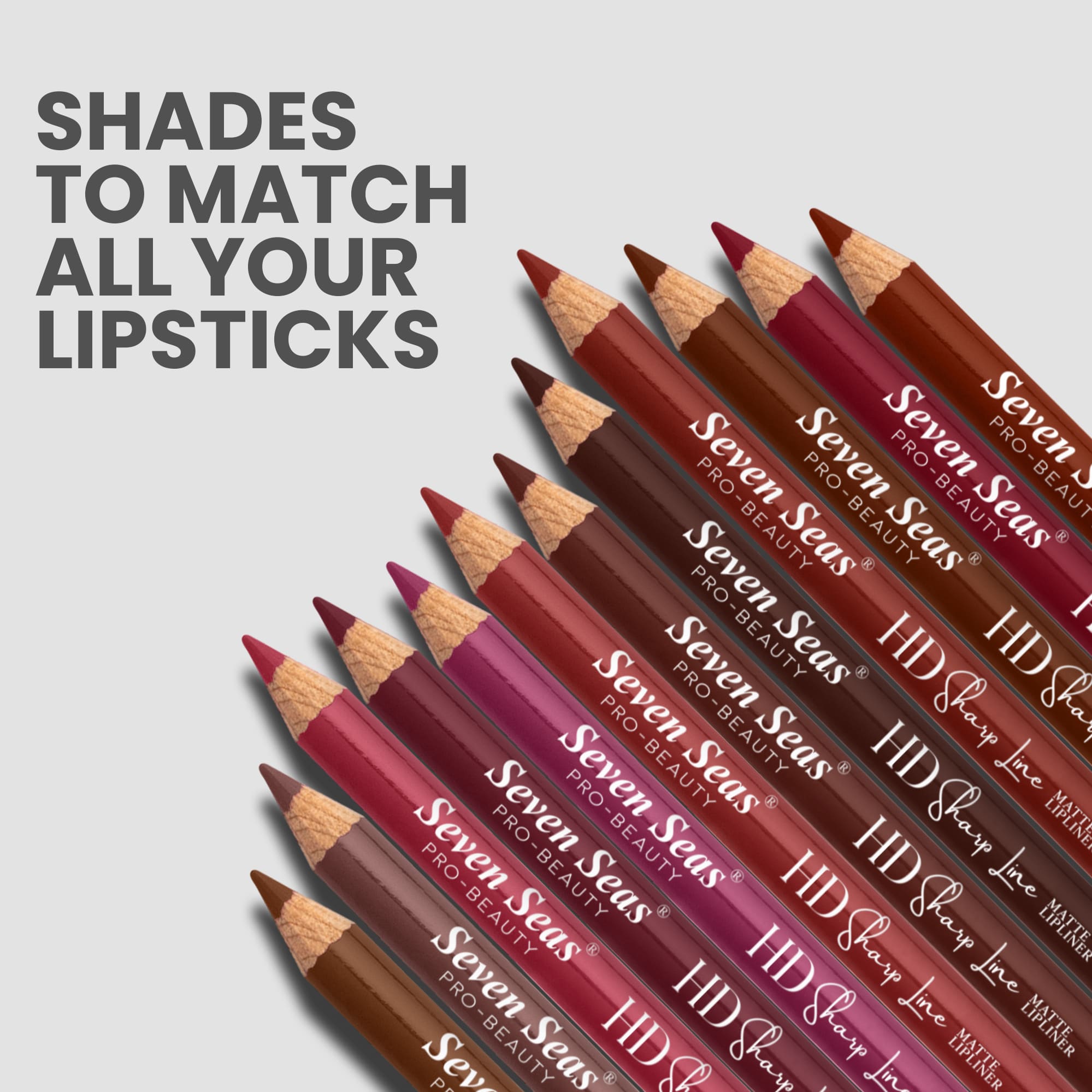 Seven Seas HD Sharp Line Lip Liner | Matte Lip Liner | Transfer-proof | Long Lasting | Highly Pigmented (Pack Of 12), - Seven Seas Cosmetics