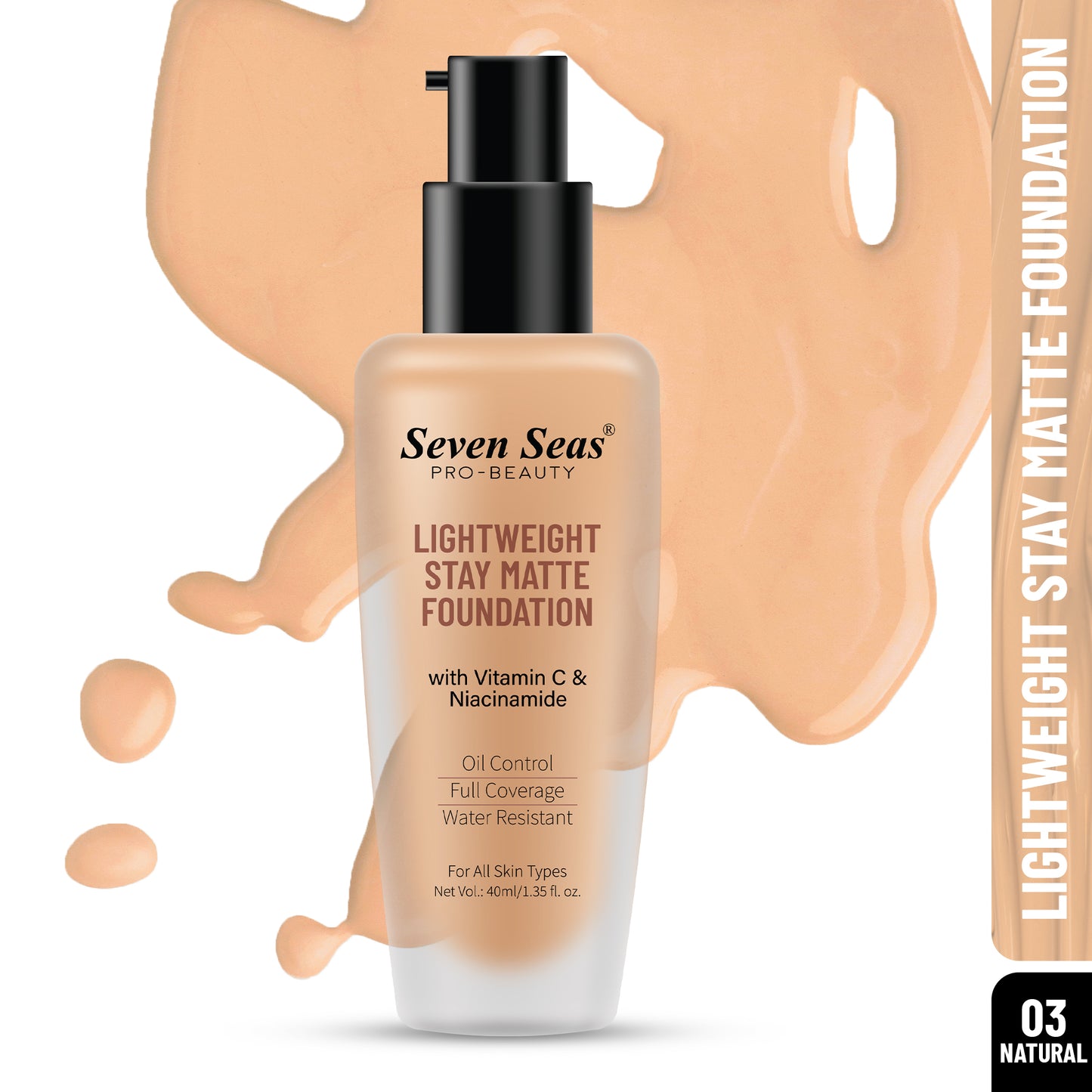 Seven Seas Light Weight Stay Matte Foundation With Vitamin C and Niacinamide