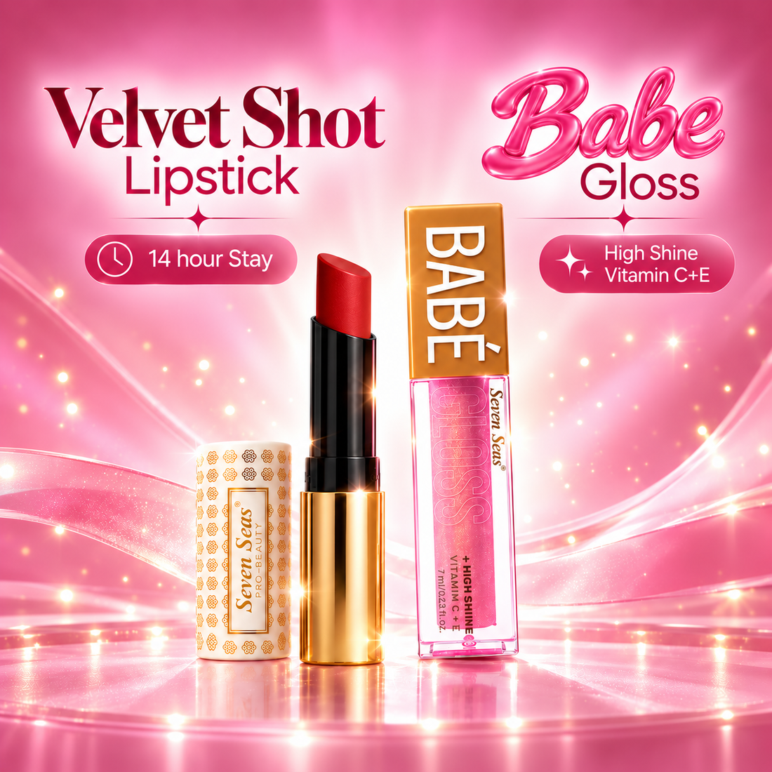 Velvet Shot Lipstick + Go Babe High Shine Lip Gloss with Vitamin C &amp; E