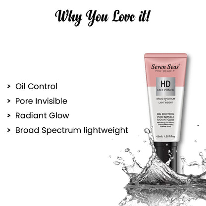 Seven Seas HD Face Primer | Oil Control | Radiant Glow | Invisible Pores | Light Weight Formula