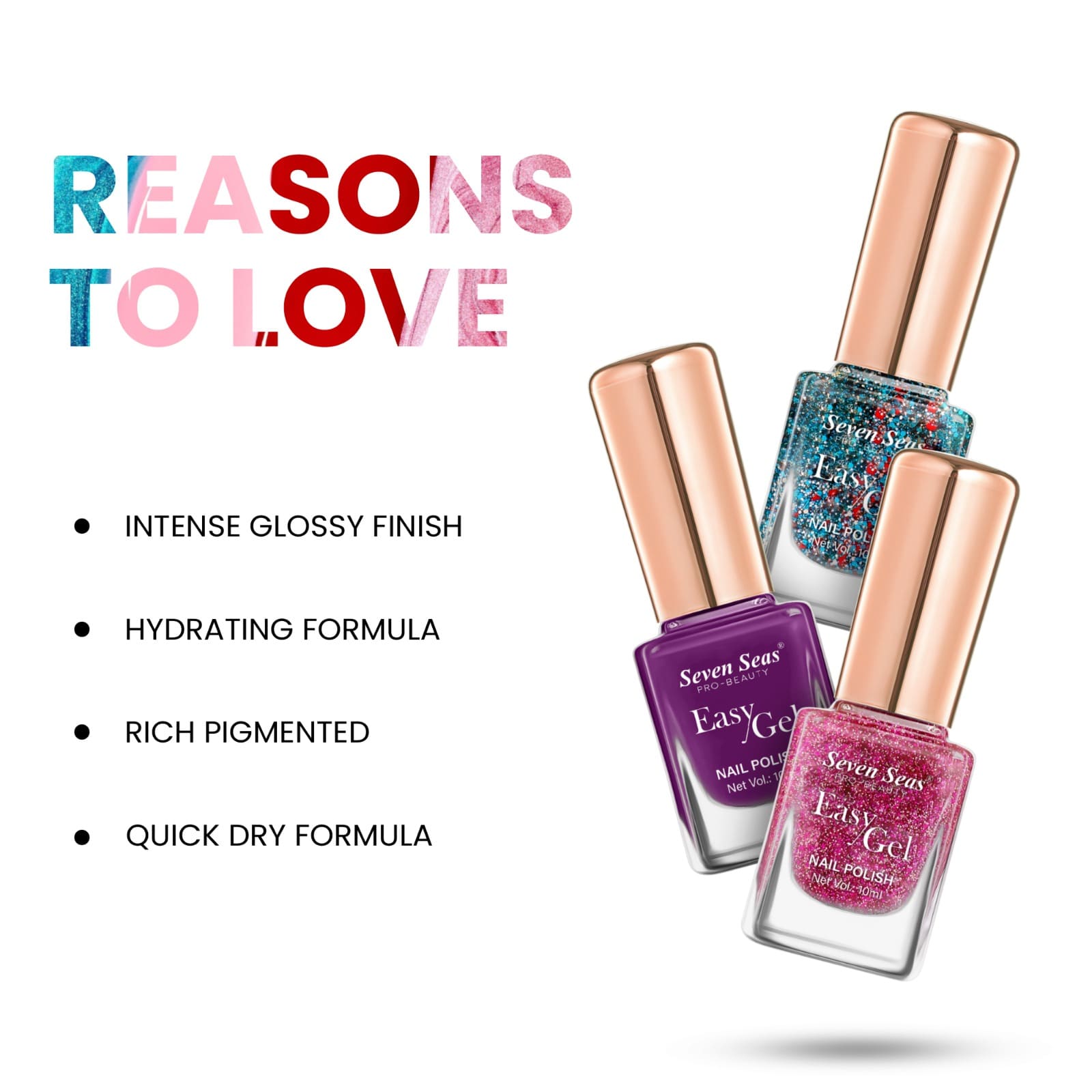 Seven Seas Easy Gel Nail Polish, Intense Glossy Finish, Hydrating Formula, Rich Pigmented, Quick Dry - Seven Seas Cosmetics