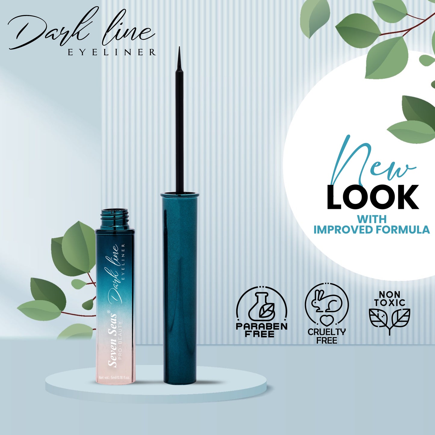 Seven Seas Dark Line Liquid Eyeliner, Waterproof and Long Lasting Eyeliner for Women