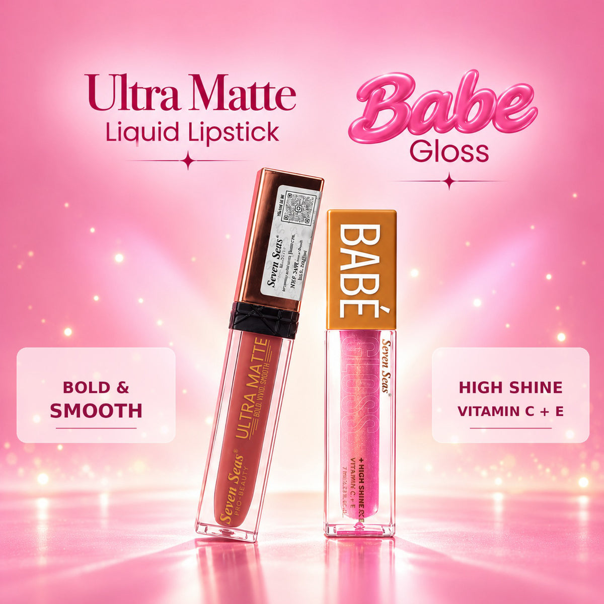 Ultra Matte Liquid Lipstick + Go Babe High Shine Lip Gloss with Vitamin C &amp; E