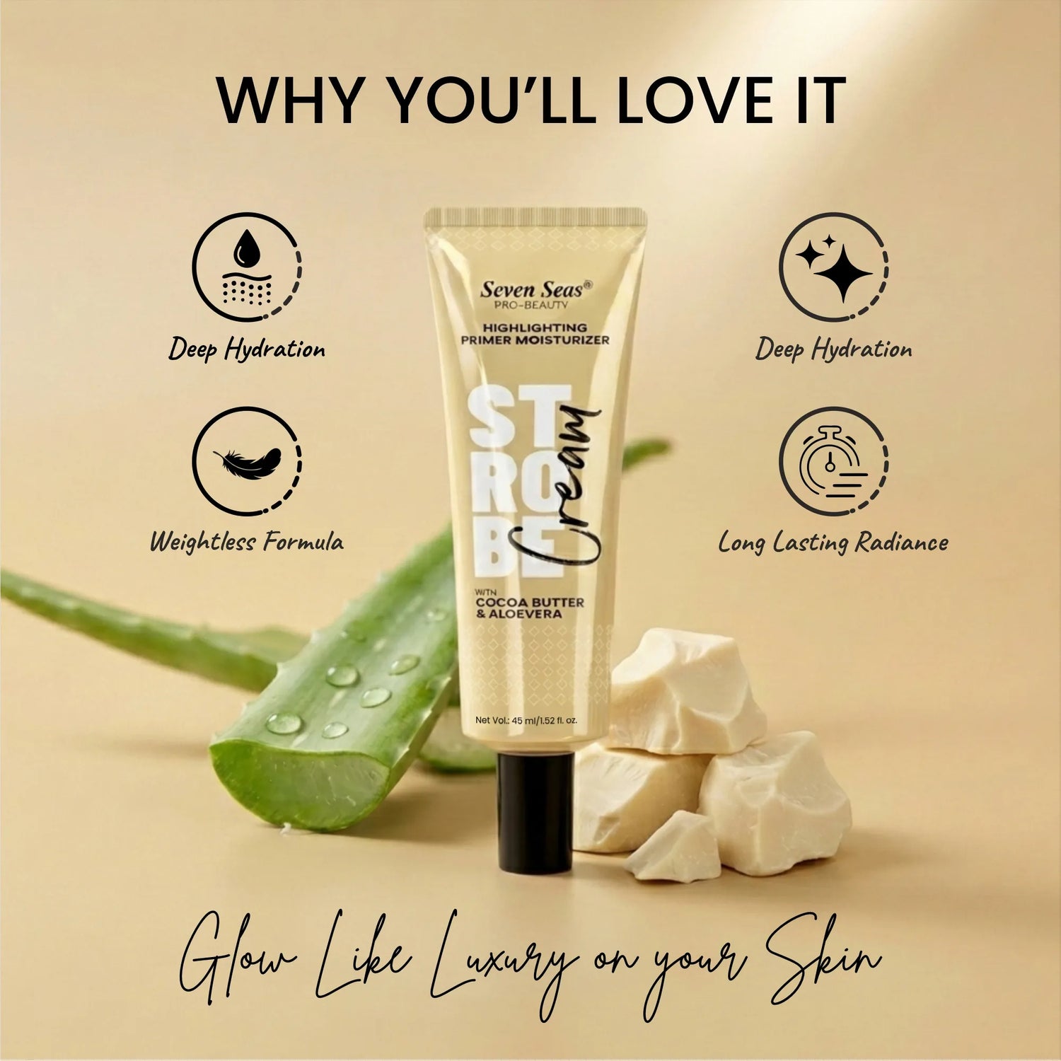 Cocoa Butter &amp; Aloe Vera Strobe Cream | Glow Boosting Illuminator